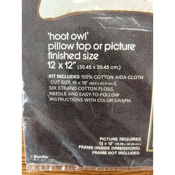 Vintage Bucilla Hoot Owl Cross Stitch Kit 48701 ALREADY STARTED - Picture 3 of 9